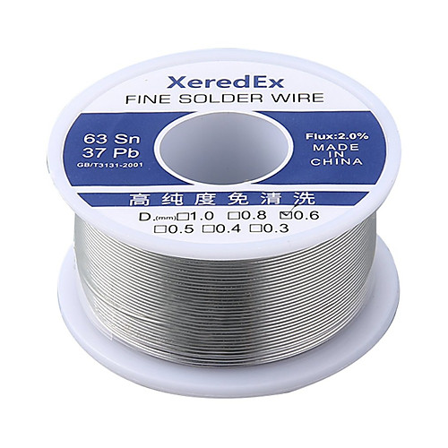 

XeredEx 1.0 mm 2% Flux Tin Lead Rosin Roll Core Silver Solder Wire Welding Soldering Repair Tool Reel Melt Kit 63% Sn 50g