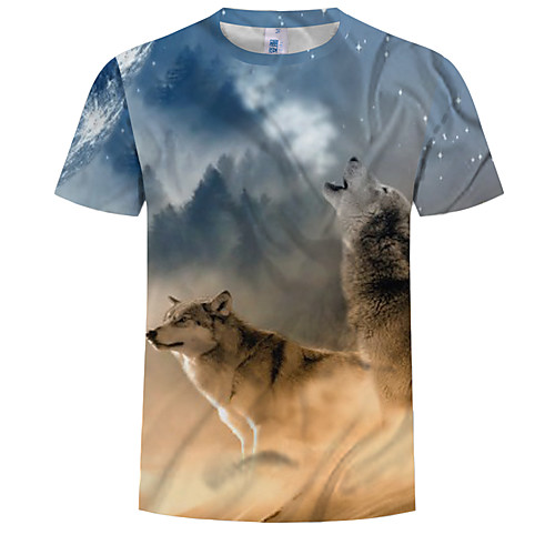 

Men's Plus Size 3D Graphic Print T-shirt Round Neck Rainbow / Animal