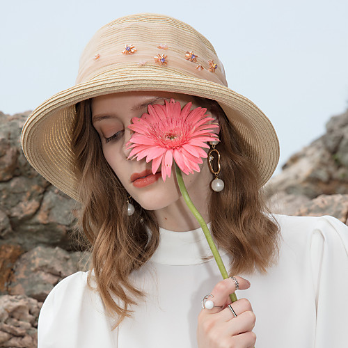 

Tulle / Polyester Straw Hats with Crystals 1pc Casual / Daily Wear Headpiece