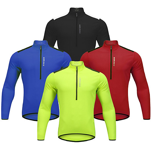 

WOSAWE Men's Long Sleeve Cycling Jersey Winter Red Black Blue Solid Color Bike Jersey Mountain Bike MTB Road Bike Cycling Reflective Strips Back Pocket Sports Clothing Apparel / Stretchy / Advanced