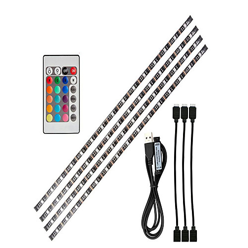 

0.5m Flexible LED Strip Lights RGB Tiktok Lights 15 LEDs SMD5050 1 24Keys Remote Controller 1 set RGB Tiktok Lights TV Background USB Powered