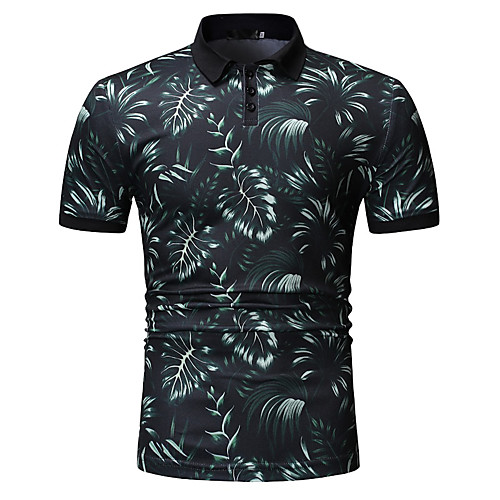 

Men's Polo Floral Tops Purple Green