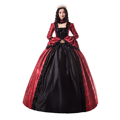 

Princess Maria Antonietta Floral Style Rococo Victorian Renaissance Vacation Dress Dress Party Costume Masquerade Prom Dress Women's Lace Costume Black / Red Vintage Cosplay Christmas Halloween Party