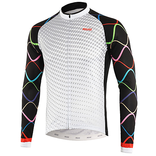 

Arsuxeo Men's Long Sleeve Cycling Jersey Winter Summer Royal Blue White Bike Top Mountain Bike MTB Road Bike Cycling Back Pocket Sweat wicking Sports Clothing Apparel / Micro-elastic / Triathlon