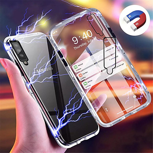 

Magnetic Case For Samsung Galaxy A50 Single Sided Phone Case Magnetic Back Cover Solid Colored Hard Tempered Glass for Galaxy A30 A7