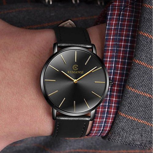 

Men's Dress Watch Quartz Leather Black / Brown Casual Watch Analog Fashion Minimalist Simple watch - Black / Blue black / gold White / Brown One Year Battery Life