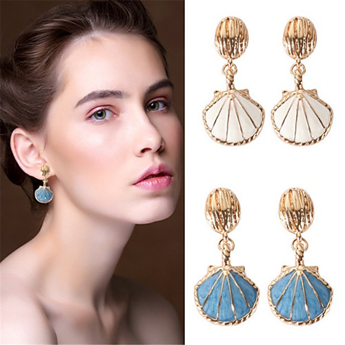 

Women's White Drop Earrings Classic Joy Peace Stylish Simple Trendy Shell Earrings Jewelry Blue / Beige / White For Gift Daily Street Holiday Festival 1 Pair