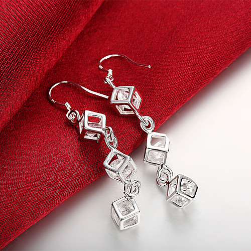 

Women's Drop Earrings 3D Stylish Simple Silver Plated Earrings Jewelry Silver For Daily Work 1 Pair