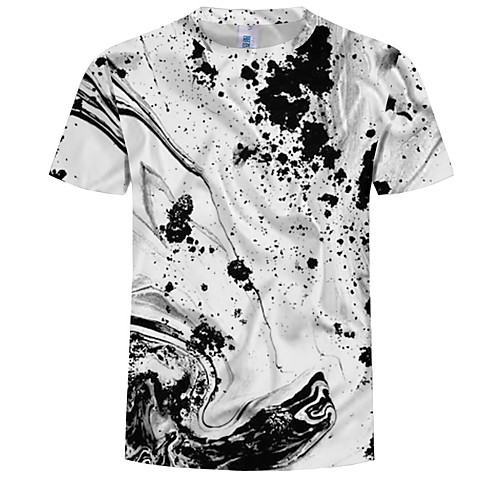 

Men's Plus Size Abstract Graphic Print T-shirt Round Neck White
