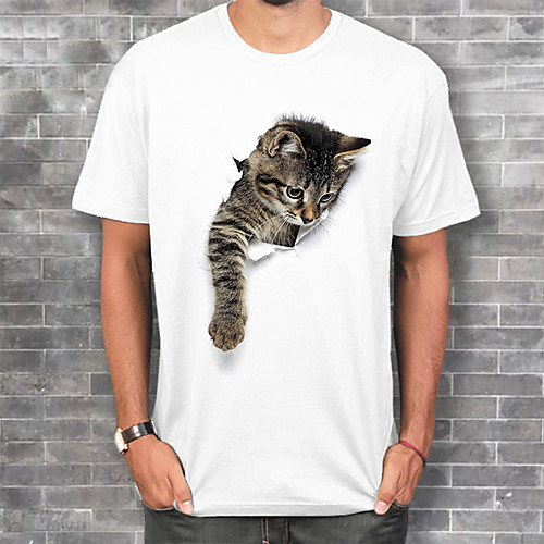 

Men's Graphic Animal Slim T-shirt Daily Round Neck White / Short Sleeve