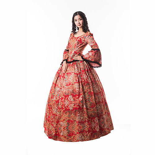 

Princess Maria Antonietta Floral Style Rococo Victorian Renaissance Vacation Dress Dress Party Costume Masquerade Prom Dress Women's Costume Red Vintage Cosplay Christmas Halloween Party / Evening