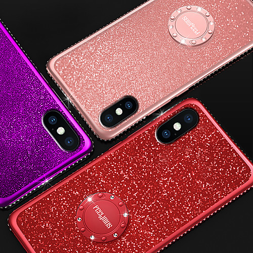 

Case For Samsung Galaxy S9 / S9 Plus / S8 Shockproof / Rhinestone / Plating Back Cover Solid Colored / Glitter Shine Soft TPU / Silica Gel