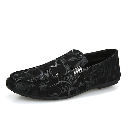 

Men's Loafers & Slip-Ons Moccasin Casual Daily PU Wear Proof Black and White Black Red Summer