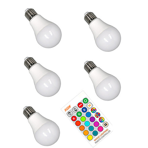 

5pcs 5 W LED Smart Bulbs 350 lm E26 / E27 A60(A19) 3 LED Beads SMD 5050 Smart Dimmable Party RGBW 85-265 V / RoHS