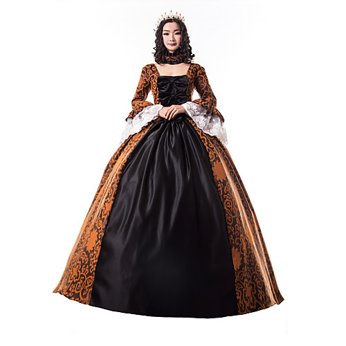 

Princess Maria Antonietta Floral Style Rococo Victorian Renaissance Vacation Dress Dress Party Costume Masquerade Prom Dress Women's Costume Black Vintage Cosplay Christmas Halloween Party / Evening