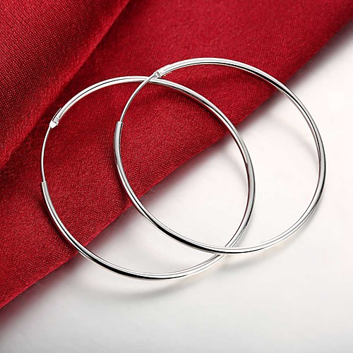 

Women's Hoop Earrings Hollow Out Stylish Simple Huge Silver Plated Earrings Jewelry Silver For Daily Work 1 Pair