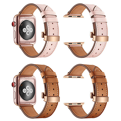 

Watch Band for Apple Watch Series 5/4/3/2/1 Apple Butterfly Buckle Genuine Leather Wrist Strap