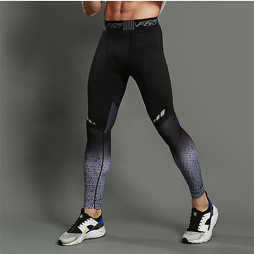 

Men's High Waist Yoga Pants Cropped Leggings Tights Quick Dry Moisture Wicking Black / Red BlackGray Elastane Fitness Running Winter Summer Sports Activewear High Elasticity Slim