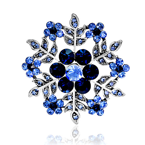 

Women's Brooches Hollow Out Snowflake Stylish Rhinestone Gold Plated Brooch Jewelry Purple Blue For Party Daily