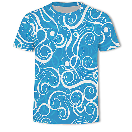 

Men's T shirt Color Block Floral 3D Plus Size Print Short Sleeve Casual / Daily Tops Basic Streetwear Navy Blue