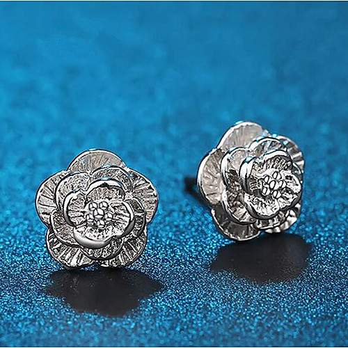 

Women's Stud Earrings Classic Flower Stylish Simple Silver Plated Earrings Jewelry Silver For Daily Work 1 Pair