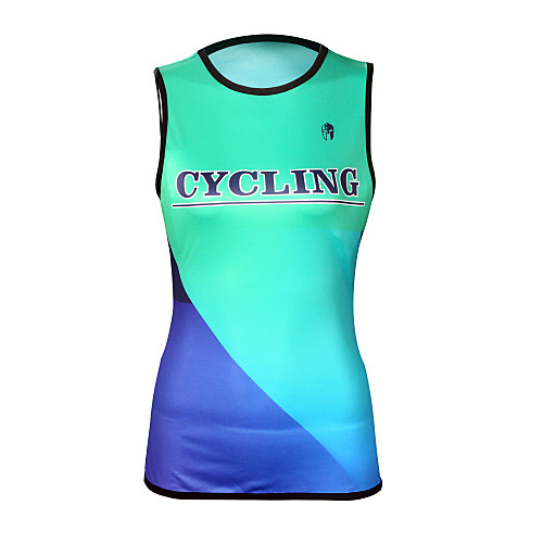 

ILPALADINO Women's Sleeveless Cycling Jersey Summer Elastane Mint Green Geometic Bike Jersey Top Road Bike Cycling UV Resistant Quick Dry Moisture Wicking Sports Clothing Apparel / Back Pocket