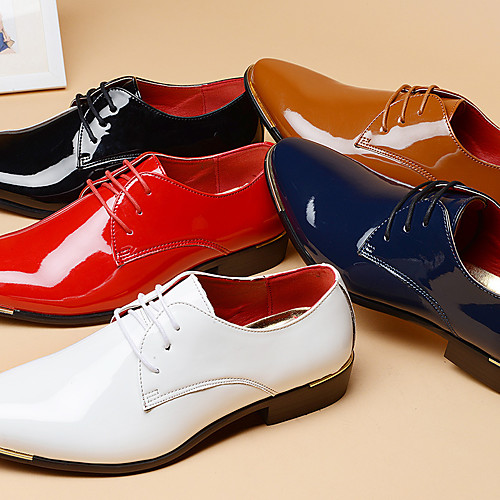 

Men's Oxfords Dress Shoes British Business / Ceremony / Wedding Party & Evening Synthetic leather Non-slipping Wear Proof White Black Red Fall Winter Spring