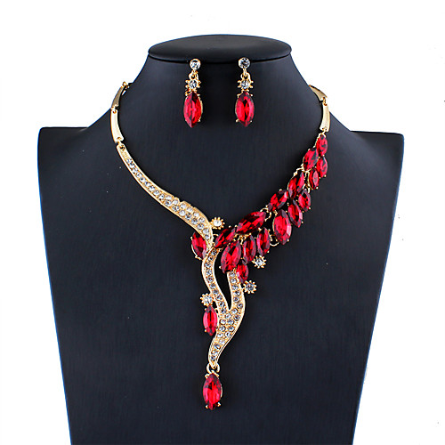 

Women's Blue Red Gray Crystal Bridal Jewelry Sets Geometrical Fashion Rhinestone Earrings Jewelry Red / White / Dark Blue For Wedding Engagement 1 set