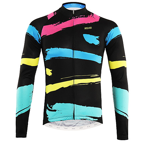 

Arsuxeo Men's Long Sleeve Cycling Jersey Winter Summer Black Bike Top Mountain Bike MTB Road Bike Cycling Back Pocket Sweat wicking Sports Clothing Apparel / Triathlon / Multi-panel Construction