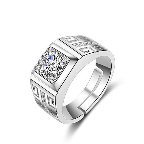 

Open Cuff Ring Classic Silver Brass Rhinestone Silver Plated Precious Stylish Simple 1pc Adjustable / Men's / Open Ring / Adjustable Ring