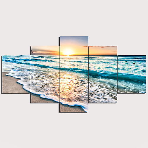 

5 Panel Wall Art Canvas Prints Painting Artwork Picture Landscape Beach Sea Sunrise Home Decoration Décor Stretched Frame Ready to Hang
