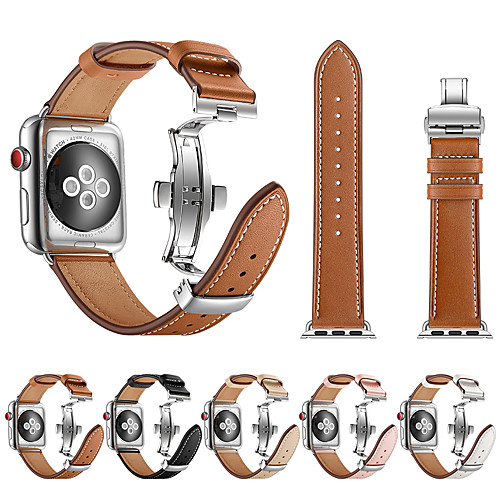 

Watch Band for Apple Watch Series 5/4/3/2/1 Apple Butterfly Buckle Genuine Leather Wrist Strap