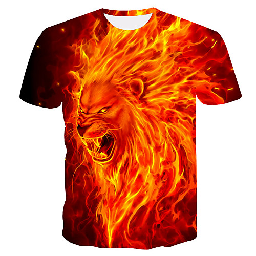 

Men's T shirt Graphic Plus Size Print Short Sleeves Daily Tops Orange