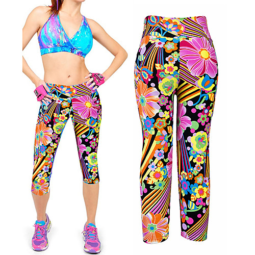 

Women's Yoga Pants Tights Capri Leggings Moisture Wicking Stripes Fitness Gym Workout Running Summer Sports Activewear Stretchy Skinny