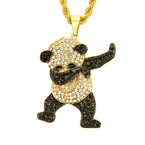 

Men's Cubic Zirconia Pendant Necklace Panda Fashion Modern European Trendy Chrome Silver Gold 76 cm Necklace Jewelry 1pc For Street Daily Club