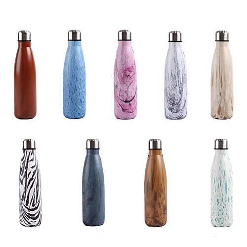 

Sports Water Bottle 500 ml Stainless steel Insulated Durable Ultra Light (UL) for Cycling / Bike Camping Camping / Hiking / Caving Rose Red Black / White BrownGray White Sky Blue