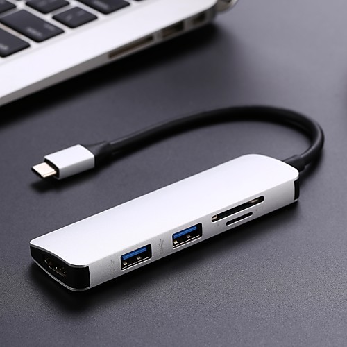 

тип c концентратор usb c концентратор usb3.1 с hdmi 5 в 1 комбинированный концентратор с 2 портами usb3.0 sd tf картридер usb адаптер