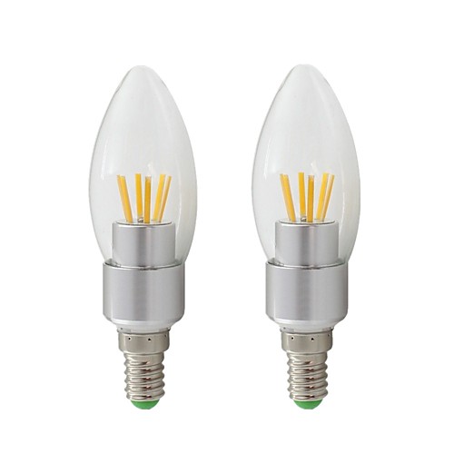 

2pcs 3W E14 LED Light Bulb 12V 24V AC/DC LED 260-400lm Filament Candle Lamp White Warm White for Chandelier Light Wall Lamp Table Lamp