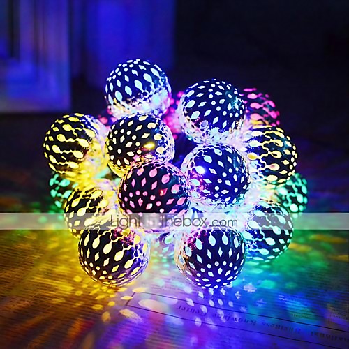 

Outdoor Solar String Light LED Solar Garden Light Solar String Lights Moroccan Ball Waterproof 5m 20LED Balls Globe Fairy String Lights Orb Lantern Christmas Lighting for Outdoor Party Home Decoration