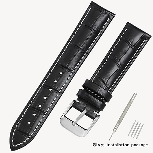 

Black watch with crocodile leather strap Men and women butterfly buckle for Armani Tianwang Tissot dw Citizen 12/14/16/18mm