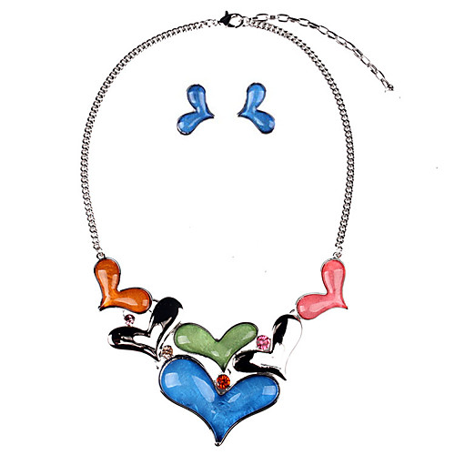 

Women's Stud Earrings Necklace Heart Stylish Earrings Jewelry Red / Blue For Daily 1 set