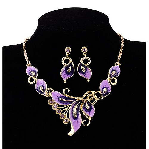 

Women's Stud Earrings Choker Necklace 3D Butterfly Bohemian Vintage Rhinestone Gold Plated Earrings Jewelry Purple / Rainbow / Black For Party Street 1 set