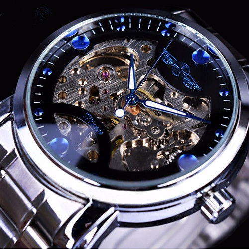 

Men's Mechanical Watch Automatic self-winding Silver / Gold Hollow Engraving Casual Watch Large Dial Analog Fashion Skeleton - Gold Blue White