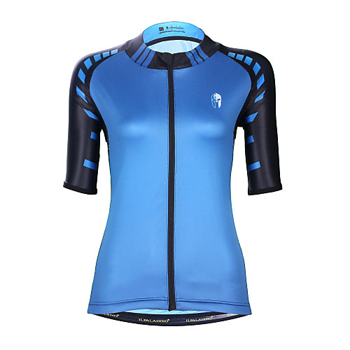 

ILPALADINO Women's Short Sleeve Cycling Jersey Elastane Blue Solid Color Bike Jersey Top Road Bike Cycling UV Resistant Quick Dry Moisture Wicking Sports Clothing Apparel / Back Pocket