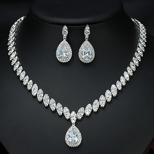 

Women's AAA Cubic Zirconia Bridal Jewelry Sets Fancy Love Luxury Vintage Cute Platinum Plated Earrings Jewelry White For Party Wedding 1 set