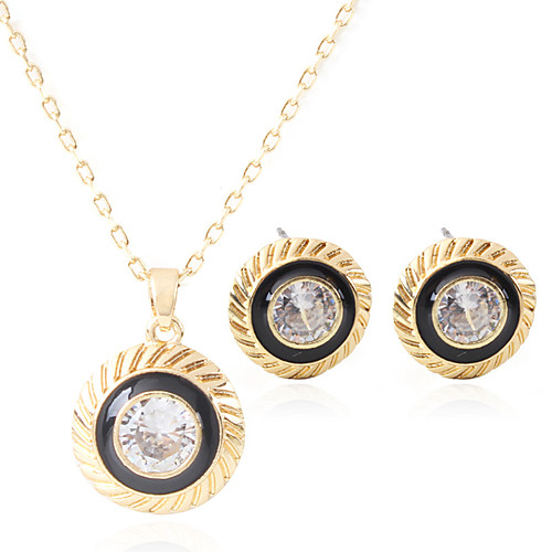

Women's AAA Cubic Zirconia Stud Earrings Necklace Stylish Earrings Jewelry Gold For Daily 1 set