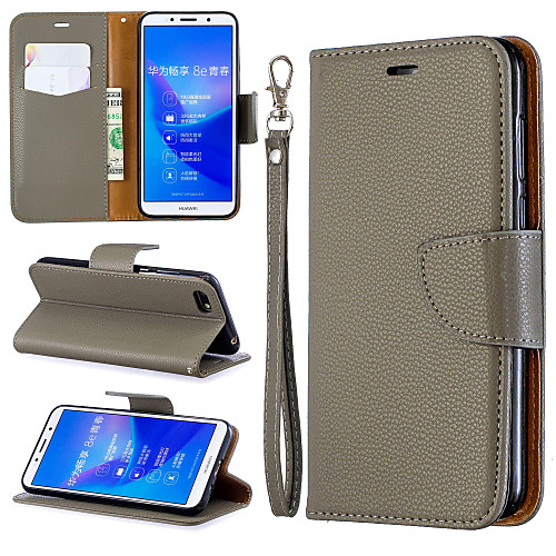 

Case For Huawei Huawei Nova 3i / Huawei Honor 8A / Huawei Honor 7A Wallet / Card Holder / with Stand Full Body Cases Solid Colored Hard PU Leather