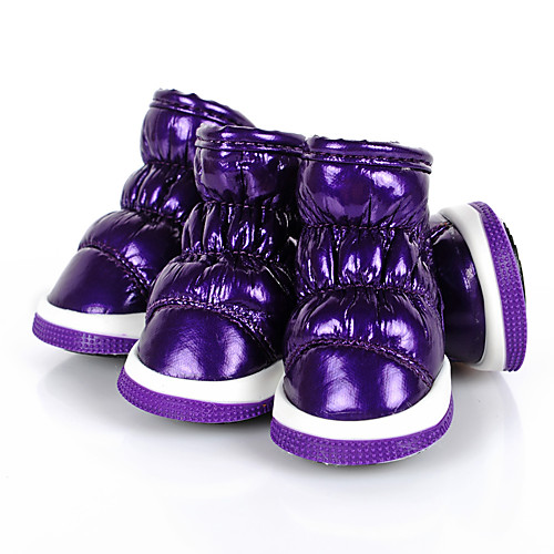 

Dog Boots / Shoes Puppy Clothes Solid Colored Keep Warm Snow Boots Dog Clothes Puppy Clothes Dog Outfits Black Purple Fuchsia Costume for Girl and Boy Dog PU Leather XS S M L XL