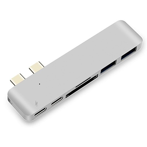 

usb 3.1 тип c, алюминиевый многопортовый usb c адаптер, адаптер комбинированного ключа, совместимый с macbook pro 2016-2018 thunderbolt3 5k, 60 Гц, видеовыход usb, c 5 Гбит / с, устройство чтения