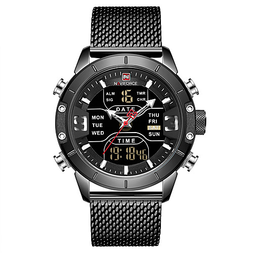 

NAVIFORCE Men's Military Watch Navy Seal Watch Quartz Stainless Steel Black / Blue / Silver 30 m Alarm Calendar / date / day Chronograph Analog - Digital Outdoor Fashion - Coffee Blue Black / Rose
